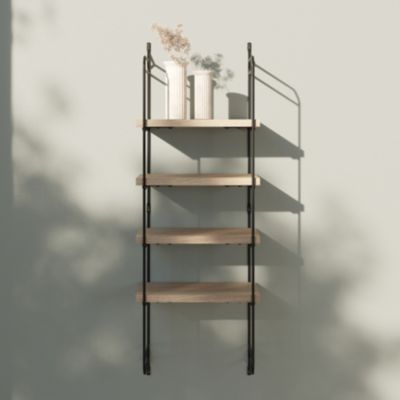 Étagère murale modulable 4 tablettes et 2 échelles effet chêne GoodHome Rigga H. 87 x L. 30 x P. 19 cm
