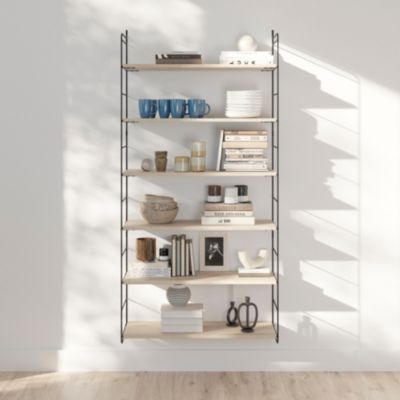 Étagère murale modulable 6 tablettes et 2 échelles effet chêne GoodHome Rigga H. 171,2 x L. 80 x P. 29 cm