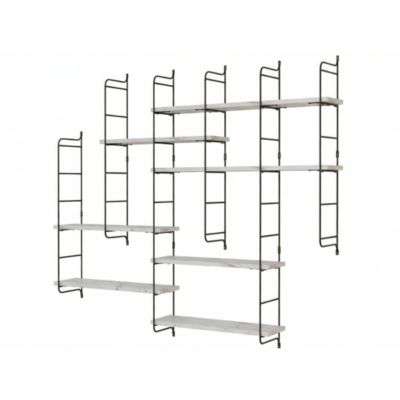 Étagère murale modulable 7 tablettes et 6 échelles effet marbre GoodHome Rigga H. 129 x L. 140 x P. 19 cm