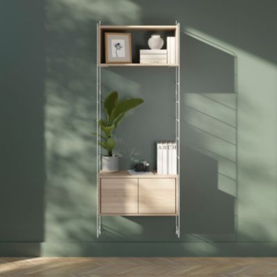 Étagère murale modulable avec 2 portes, étagère murale et 2 échelles effet chêne GoodHome Rigga H. 171,2 x L. 60 x P. 29 cm