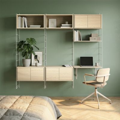 Étagère murale modulable avec 6 portes, 2 étagères murales, tablette et 4 échelles effet chêne GoodHome Rigga H. 171,2 x L. 180 x P. 29 cm