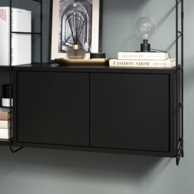 Étagère murale rectangulaire avec portes GoodHome Rigga noir L. 60 cm