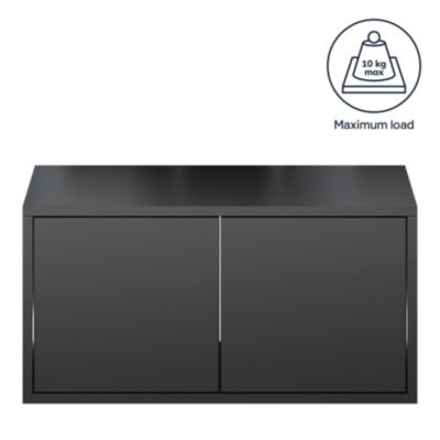 Étagère murale rectangulaire avec portes GoodHome Rigga noir L. 60 cm