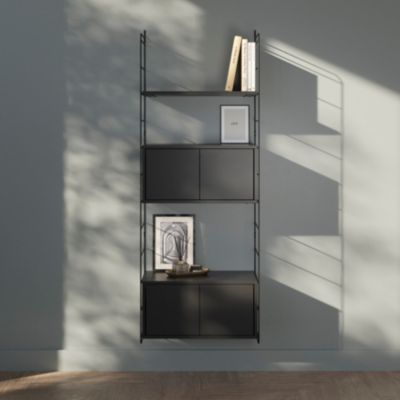 Étagère murale rectangulaire avec portes GoodHome Rigga noir L. 60 cm