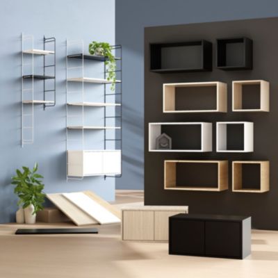 Augusta Étagère Murale Horizontale 2 Places Noir 68,6 Cm