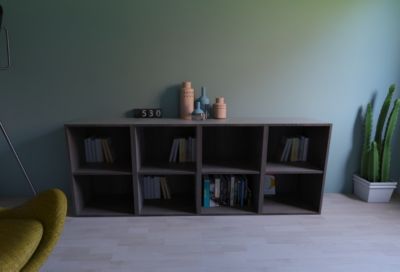 Étagère ouverte effet chêne grisé GoodHome Atomia H. 75 x L. 200 x P. 45 cm