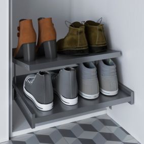 Étagère range chaussures coulissante en acier gris GoodHome Atomia L. 46,4 x P. 50 cm
