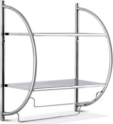Etagere Salle de Bain Porte Serviettes Suspendues Murales en Chrome Inoxydable avec 2 Tablettes et 2 Porte Serviettes