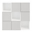 Étagère semi ouverte 9 cases blanche avec 6 portes grises claires mates GoodHome Atomia H. 112,5 x L. 112,5 x P. 37 cm