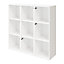 Étagère semi ouverte 9 cases blanche avec 6 portes grises claires mates GoodHome Atomia H. 112,5 x L. 112,5 x P. 37 cm