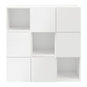 Étagère semi ouverte blanche 9 cases avec 6 portes GoodHome Atomia H. 112,5 x L. 112,5 x P. 37 cm