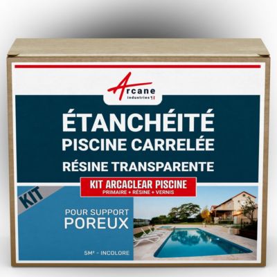 Etanchéité Piscine Carrelée - Résine Transparente  - KIT ARCACLEAR PISCINE Transparent - 5 m², support poreux - ARCANE INDUSTRIES