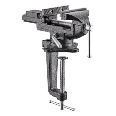 Etau d'établi 85mm avec base pivotante à 360 degrés, en acier moulé, force de serrage 800Kg, détachable, double usage.