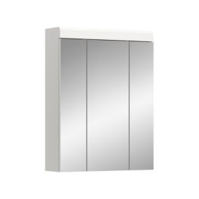 Eteka  - Armoire de toilette (L/H/P : 60x79x18 cm) en imitation blanc et blanc brillant profond
