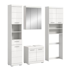 Eteka  - Combinaison de salle de bains (L/H/P : 190x191x34 cm) en blanc reproduction et blanc thermoformé brillant