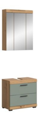Eteka  - Combinaison de salle de bains (L/H/P : 60x191x34 cm) en imitation blanc et imitation sauge profonde
