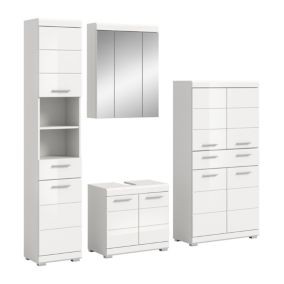 Eteka  - Combinaison de salle de bainse (L/H/P : 186x191x34 cm) en blanc reproduction et blanc thermoformé brillant