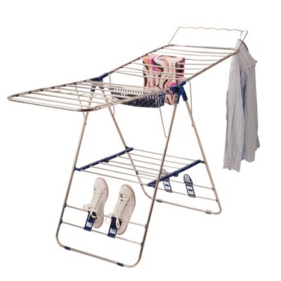 Etendoir a linge pliable avec porte cintres inox 15 M