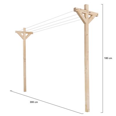 Etendoir à linge extérieur MADERA en bois 12M d'étendage