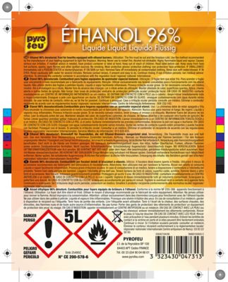Ethanol liquide 96% bidon de 5 litres