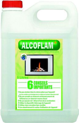 Ethanol végétal pour cheminée décorative Alcoflam Plus vert en bidon de 5 L