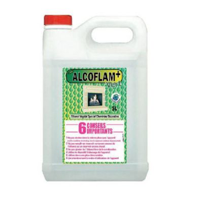 Ethanol végétal pour cheminée décorative Alcoflam Plus vert en bidon de 5 L