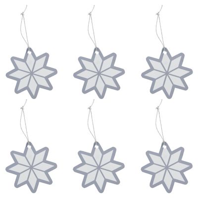 Etiquettes cadeaux de Noël avec ficelle étoile gris blanc (x6 étiquettes)