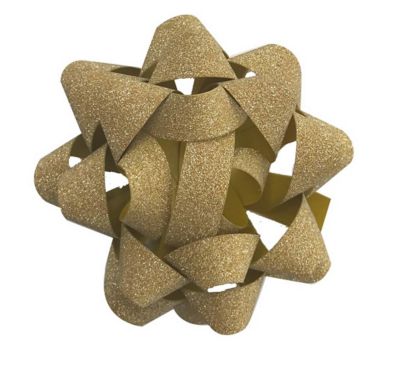 Étoile adhésive pour emballage cadeau paillettes doré