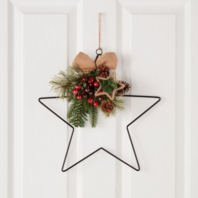 Etoile métal avec décorations de Noël, 36x36 cm