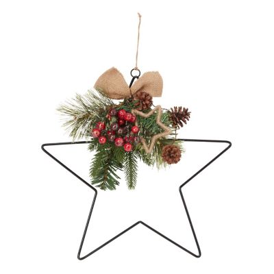 Etoile métal avec décorations de Noël, 36x36 cm
