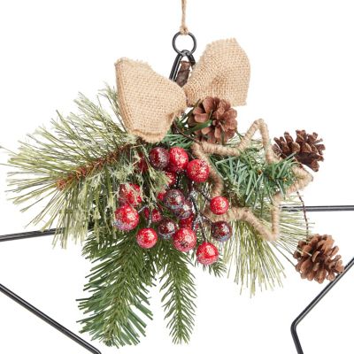 Etoile métal avec décorations de Noël, 36x36 cm