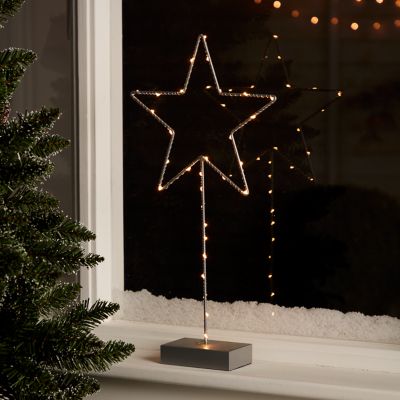 Étoile 3D En Métal à Suspendre « Lizzy », 60 LED Blanc Chaud Multipointes Noire 47 Cm 88011078