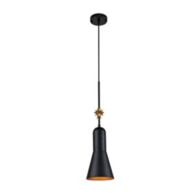 Etoile Suspension Medium 1lumière - Noir mat et Feuille d'Or