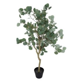 Eucalyptus artificiel avec pot plastique - H. 127 cm - Vert