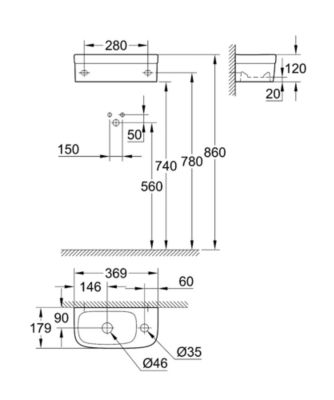 Euro Ceramic Lave-mains  370 x 180 mm (39327000)