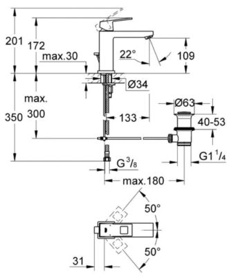 Eurocube Mitigeur monocommande 1/2" LavaboTaille M (23445000)