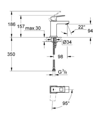 Eurocube Mitigeur monocommande 1/2" LavaboTaille S