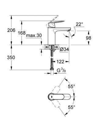 Eurosmart Cosmopolitan Lot de 2 mitigeurs monocommande 1/2" Lavabo Taille M (23327000-DUO)