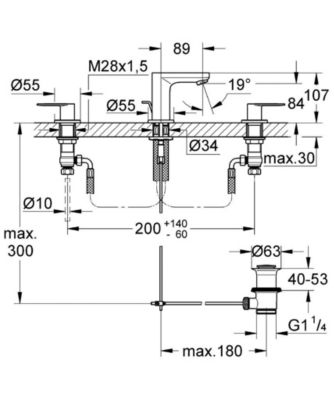 Eurosmart Cosmopolitan  Mélangeur 3 trous 1/2" Lavabo Taille S (20187000)