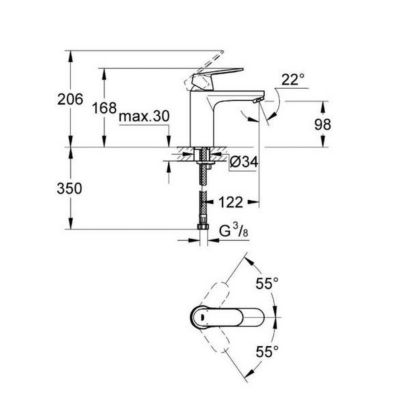 Eurosmart Cosmopolitan  Mitigeur monocommande 1/2" Lavabo Taille M (23327000)