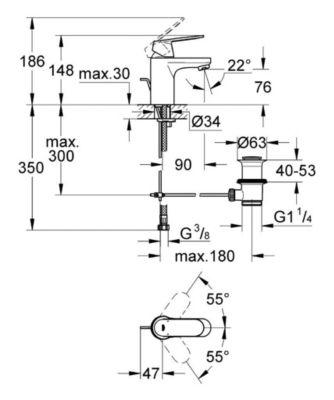 Eurosmart Cosmopolitan  Mitigeur monocommande 1/2" lavabo Taille S (3282500E)