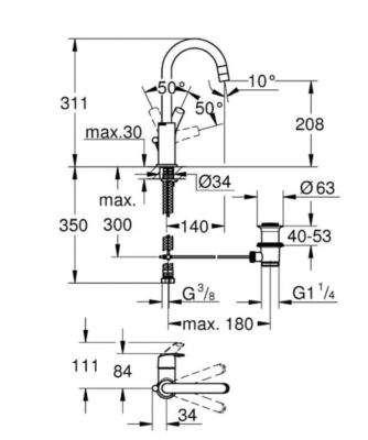 Eurosmart - Lots de 2 mitigeurs monocommande pour lavabo 1/2" taille L (23537002-DUO)