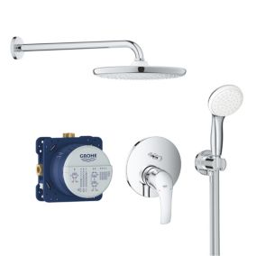 Eurosmart Set de douche encastré avec douche de tête XXL 250, Douchette 2 jets et support de douche mural, Chrome (25219001-XXL)