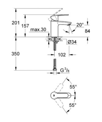 Eurostyle Cosmopolitan Mitigeur monocommande 1/2" lavabo Taille S (3246820E)