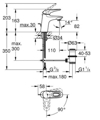 Eurostyle Mitigeur Monocommande Lavabo Taille S, Blanc/chromé (23374LS3)