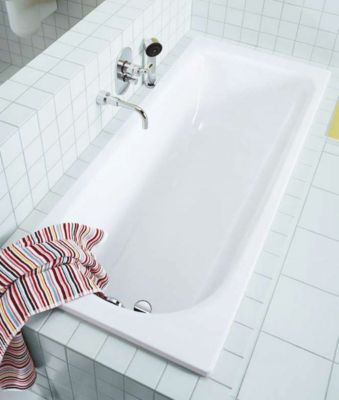 Eurowa Baignoire droite avec pieds 170 x 70 cm en acier émaillé, Blanc alpin (119800010001-SET)