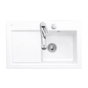 Evier 1 bac avec egouttoir a droite VILLEROY ET BOCH Subway Pure 45 78 x 51 cm Blanc vidage automatique inclus