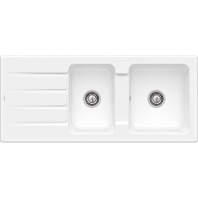 Evier 1 bac et demi Architectura VILLEROY ET BOCH  80 116 x 51 cm Blanc sans vidage