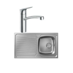 Evier 1 bac HANSGROHE S21 inox + robinet de cuisine HANSGROHE Logis M31 160 chromé