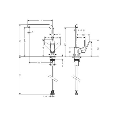 Evier 1 bac HANSGROHE S44 inox + robinet de cuisine HANSGROHE Focus M41 160 chromé